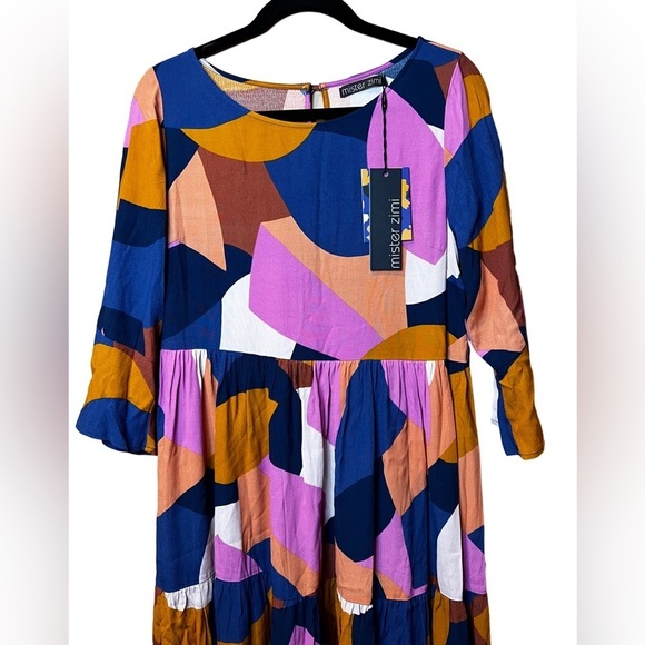 Mister Zimi Winter Olivia Midi Dress in Abstract Leaf Size 10 NWT - Picture 6 of 11